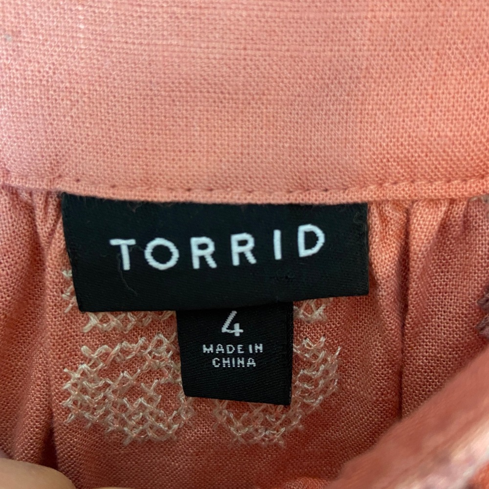 LOT Torrid Embroidered Peasant Tops Square‎ Neck Button Front Milkmaid Prairie - Picture 4 of 10